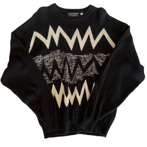Vintage 90s Laura Pearson International Zig Zag Sweater Black
